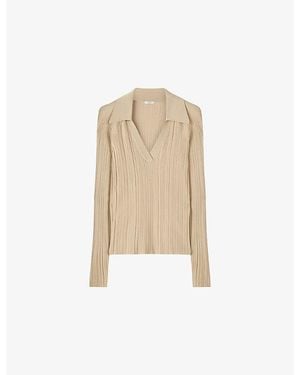 JOSEPH Chelia Plissé Knitted Top - Natural