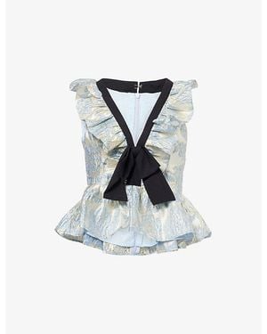 Sister Jane Bluebell Jacquard Bow Woven Top