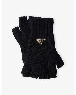 Prada Fingerless Wool Gloves - Black