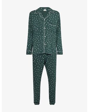 Eberjey William Printed Stretch Jersey Pyjamas Set - Green