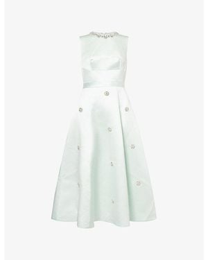 Huishan Zhang Sol Douchesse Sleeveless Woven Midi Dress - White