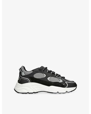 Cleens Pulse Runner Leather And Mesh Trainers - Black