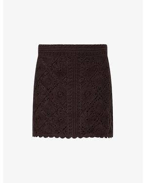 ME+EM Crochet-Knit Cotton Mini Skirt - Black