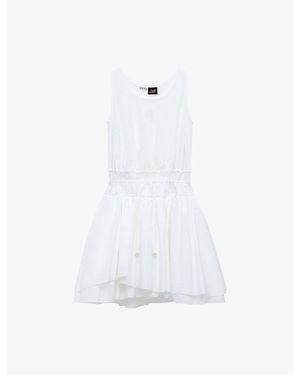 Loewe X Paula's Ibiza Drawstring-Waist Layered Cotton-Jersey Mini Dress - White