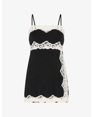 swirl mini dress in black caviar WEDTREND Women White Blue Flower Long Prom Dress With Slit A-Line Spaghetti  Straps Corset Wedding Party Dress main image 1