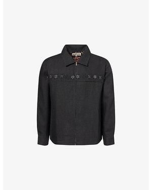 Kartik Research Bead-Embellished Zip-Up Linen Jacket - Black