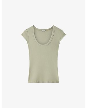 JOSEPH Saba Ribbed Stretch-Cotton Top - Green