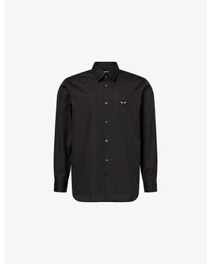 COMME DES GARÇONS PLAY Heart-Embroidered Button-Up Cotton Shirt - Black