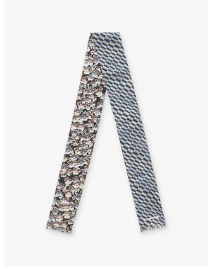 Marni Printed Slim Silk Scarf - Blue