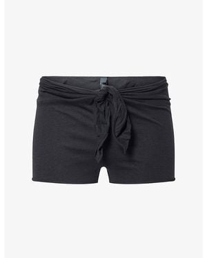 Skims Tie-Waist Low-Rise Cotton Shorts - Blue