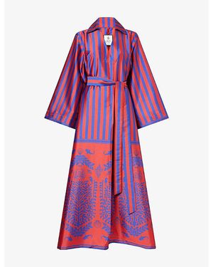 Ara Brand-Print Relaxed-Fit Satin Kaftan - Purple