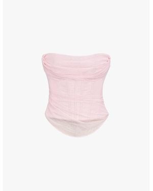 House Of Cb Georgie Gathered Strapless Woven Corset - Pink