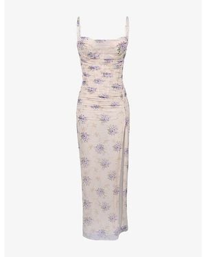 House Of Cb Lini Floral-Print Stretch-Mesh Maxi Dress Xs (A-C Cup) - Multicolour