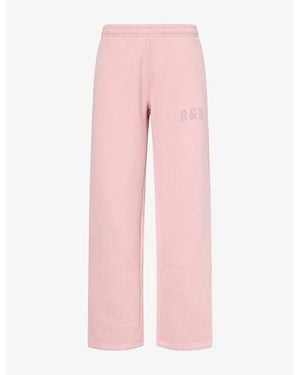 Ru & Rocka Varsity Logo-Print Jersey Jogging Bottoms - Pink