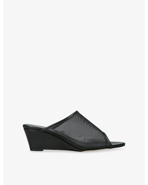 Aeyde Suzanne Mesh Wedge Sandals - Black