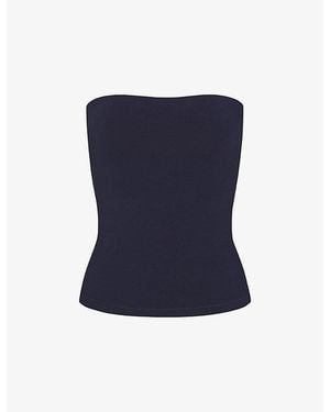 Skims Strapless Cotton-Jersey Tube Top - Blue