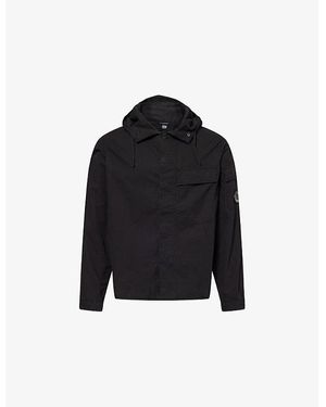 C.P. Company Hooded Lens-Patch Cotton Overshirt - Black