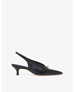 Maje Pointed Patent-Leather Heeled Slingbacks - Blue