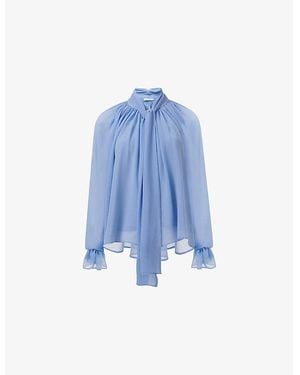 eem Tie-Neck Woven Blouse - Blue