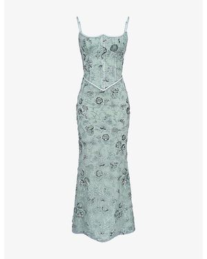 House Of Cb Naima Embellished Mesh Maxi Dress - Green