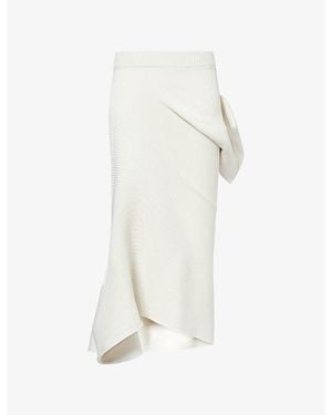 Issey Miyake Life Form Knitted Midi Skirt - White
