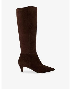 Dune Shasa Suede Heeled Knee-High Boots - Brown
