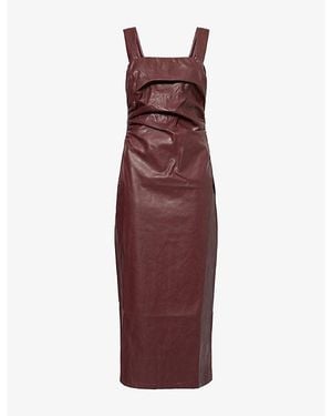 Pretty Lavish Libbi Shoulder-Straps Faux-Leather Maxi Dress - Red