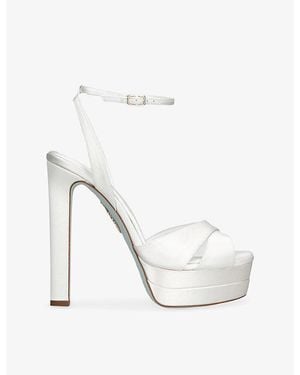 Aquazzura Divine 130 Satin Heeled Sandals - White