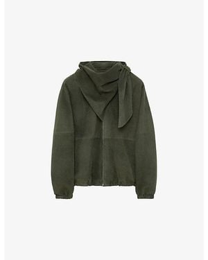 Loewe Scarf-Neck Suede Jacket - Green