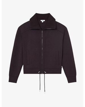 Reiss Laurrie Zip Interlock-Jersey Sweatshirt - Blue
