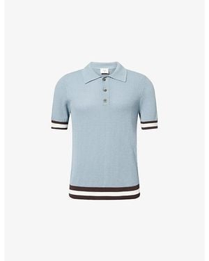 CHE Quinn Stripe-Trim Cotton-Knit Polo Shirt - Blue