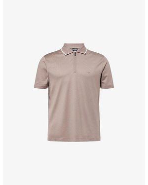 Emporio Armani Contrast-Stripe Collared Cotton-Jersey Polo Top - Multicolour