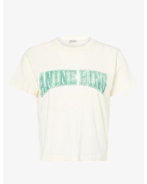 Anine Bing Shelley Logo-Print Cotton T-Shirt - Green