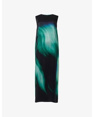 eem Sleeveless Printed Silk Midi Dress - Green