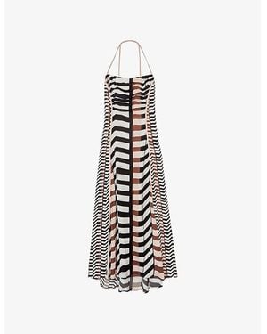 Reiss Georgie Chevron-Print Woven Midi Dress - White