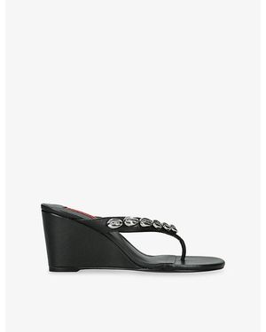 Simon Miller Soleil Shell Heeled Leather Wedges - Black