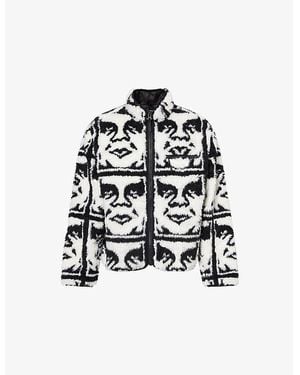 Obey Repeated Icon Sherpa Jacket - White