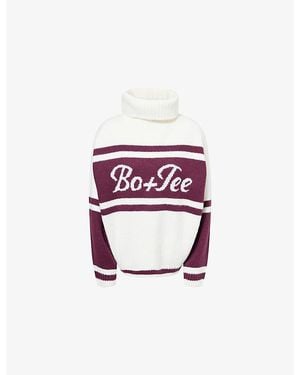 BO+TEE Logo-Print Oversized Knitted Sweater - Red