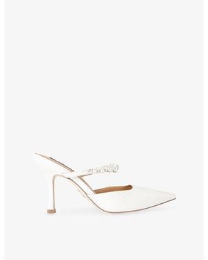 Steve Madden Breckie-P Embellished Woven Mules - White