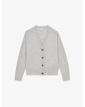 Reiss Abigail V-Neck Wool-Blend Cardigan - White