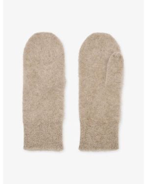 Reiss Willow Brushed-Cashmere Mittens - Natural