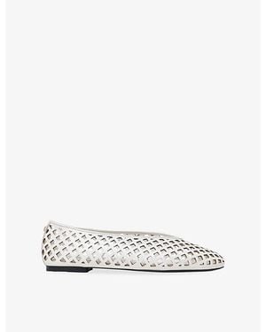 Maje Perforated Leather Ballet Flats - White