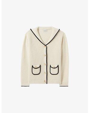 Claudie Pierlot Sailor-Collar Knitted Wool-Blend Cardigan - Natural