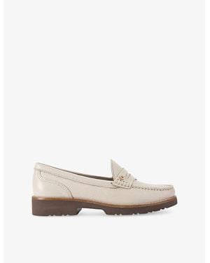 Carvela Kurt Geiger Alba Cut-Out Strap Leather Loafers - White