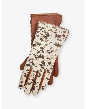 Polo Ralph Lauren Cow-Print Calf-Hair Leather Gloves - Multicolour