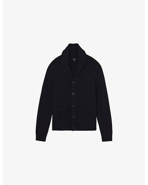 Reiss Cannon Shawl-Collar Knitted Cardigan - Blue