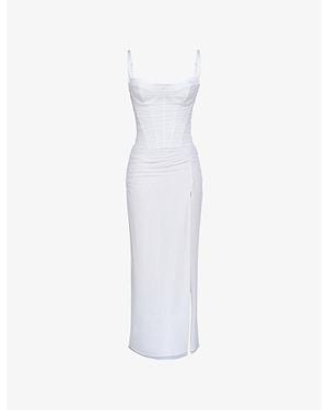 House Of Cb Lini Bodycon Stretch-Mesh Maxi Dress Xs (D-E Cup) - White