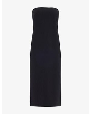 Ralph Lauren Strapless Cocktail Woven Midi Dress - Blue