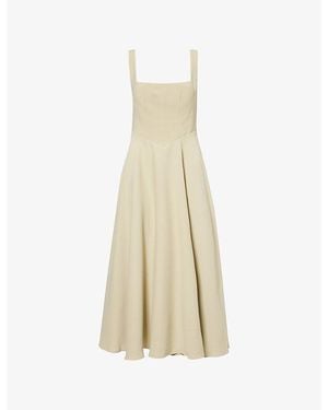 Odd Muse Square-Neck Woven Midi Dress - Natural