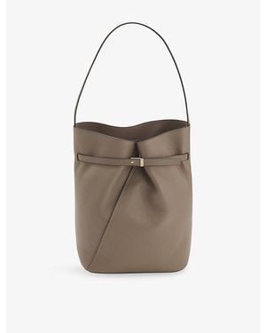BOSS Buckle-Detail Leather Bucket Bag - Brown